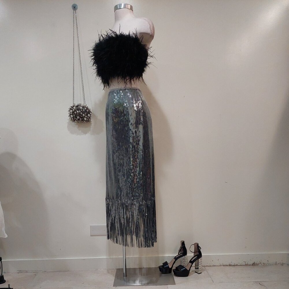 Showstopper!Lulus 1920's Flapper Style Silver Seq… - image 8